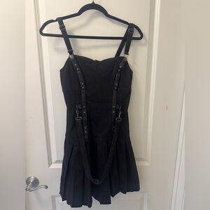 Royal Bones Black Denim Dress with Buckle Details Gothic Alternative